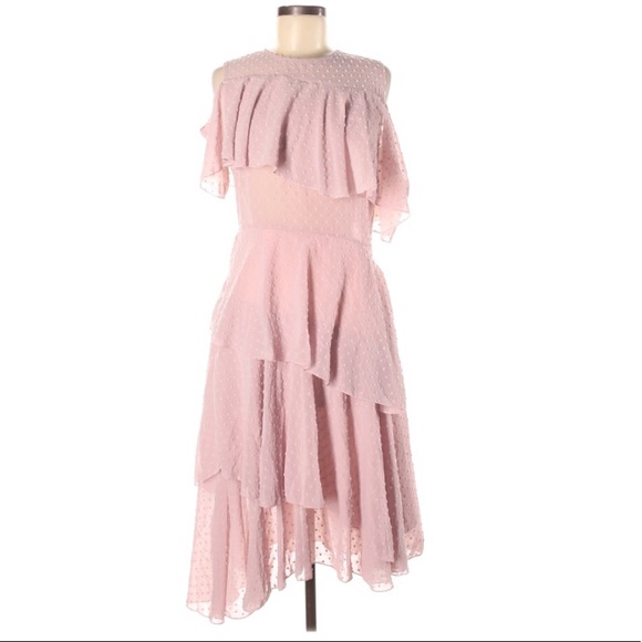 Nasty Gal Dresses & Skirts - Nasty Gal 8 retro ruffled pink cold shoulder dress